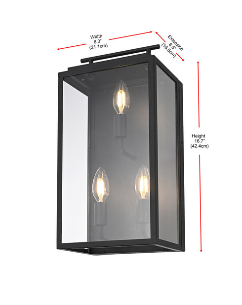 Elegant Lighting Valentin 3 Light Wall Sconce W8.3 Inch E6.5 Inch H16.7 Inch in Black Model: OD418W17BK
