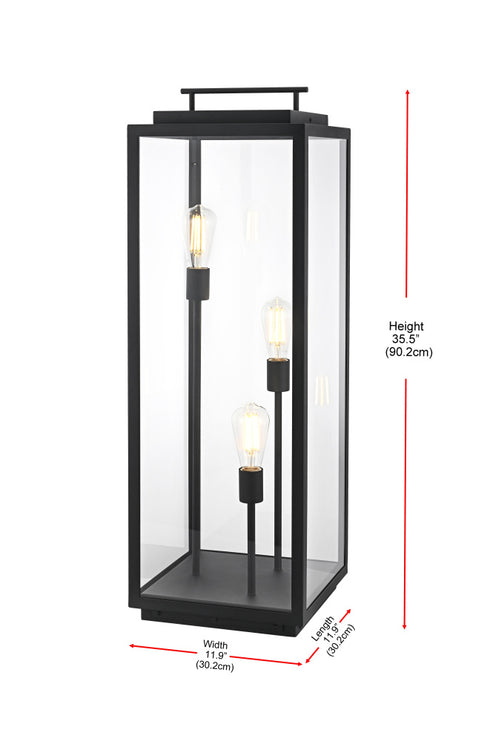 Elegant Lighting Valentin Lawn Light L11.9 Inch W11.9 Inch H35.5 Inch in Black Model: OD418L36BK