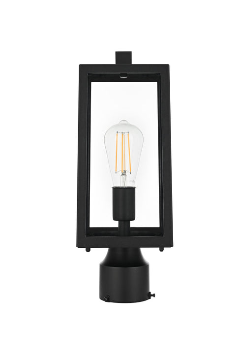 Elegant Lighting Veda 15 inch Outdoor Post light in Black in Black and Clear Finish Model: OD608P15BK