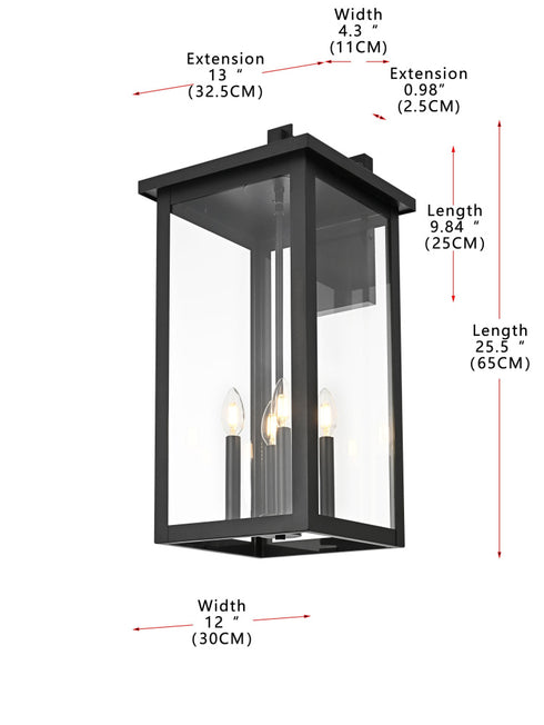 Elegant Lighting Venango 4 Light Wall sconce W12 Inch E13 Inch H25.5 Inch L4 in Black (1Box) Model: OD324W26BK