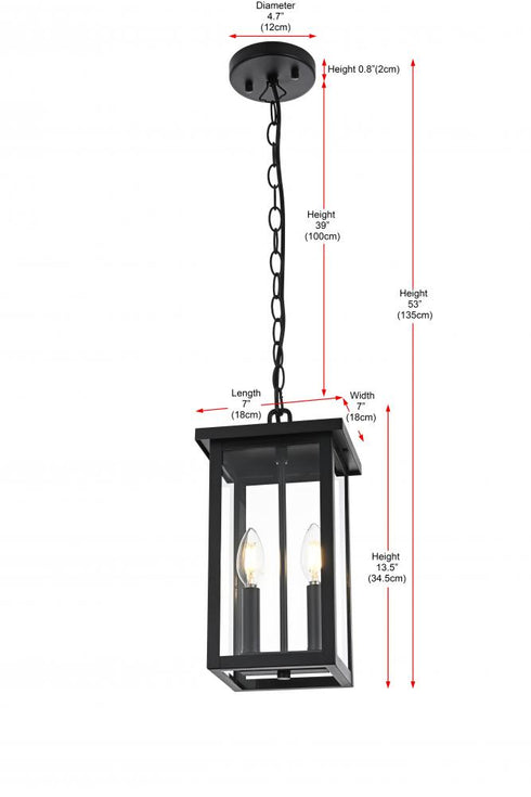 Elegant Lighting Venango 7 inch Outdoor Pendant in Black Model: OD324H14BK
