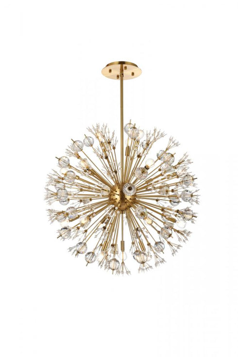 Elegant Lighting Vera 32 inch crystal starburst round pendant in black Model: 2550D32BK
