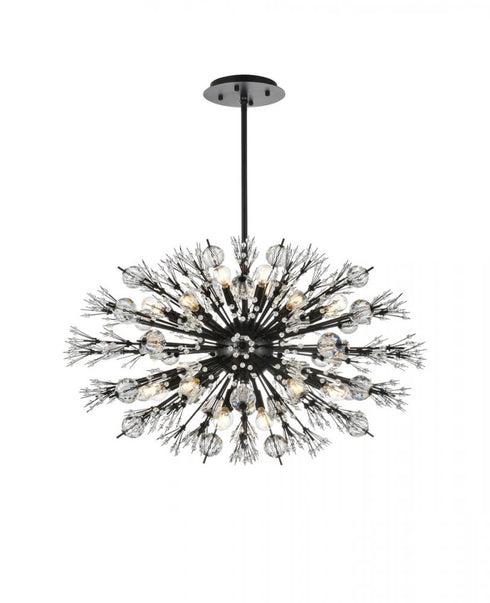 Elegant Lighting Vera 36 inch crystal starburst oval pendant in black Model: 2550D36BK