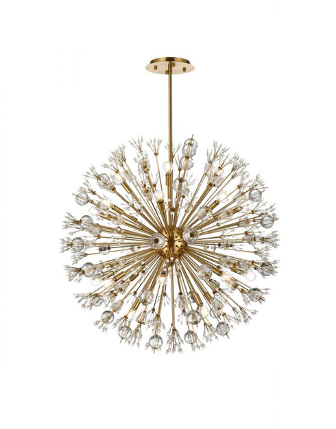 Elegant Lighting Vera 38 inch crystal starburst round pendant in black Model: 2550D38BK
