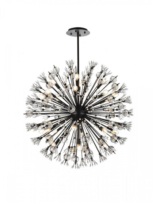 Elegant Lighting Vera 38 inch crystal starburst round pendant in black Model: 2550D38BK