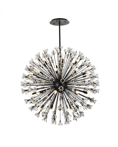 Elegant Lighting Vera 44 inch crystal starburst round pendant in black Model: 2550D44BK