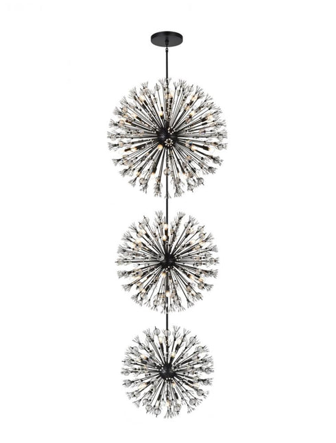 Elegant Lighting Vera 44 inch three tiers crystal starburst chandelier in black Model: 2550G44L3BK