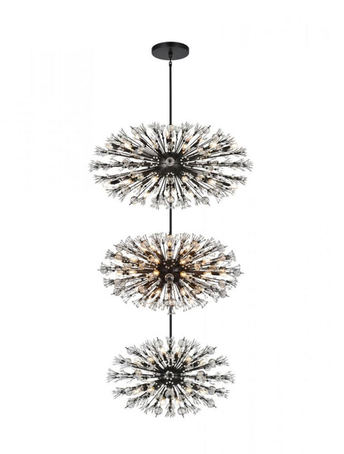 Elegant Lighting Vera 48 inch three tiers crystal starburst chandelier in black Model: 2550G48L3BK