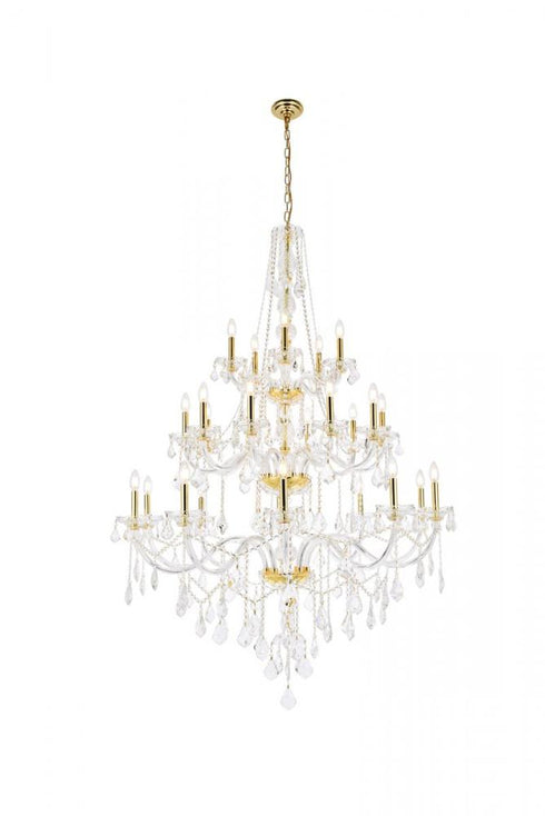 Elegant Lighting Verona 25 light in Chrome Chandelier Golden Teak (Smoky) Royal Cut Crystal Model: V7825G43C-GT/RC
