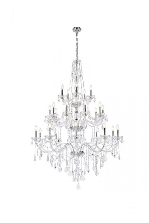 Elegant Lighting Verona 25 light in Chrome Chandelier Golden Teak (Smoky) Royal Cut Crystal Model: V7825G43C-GT/RC