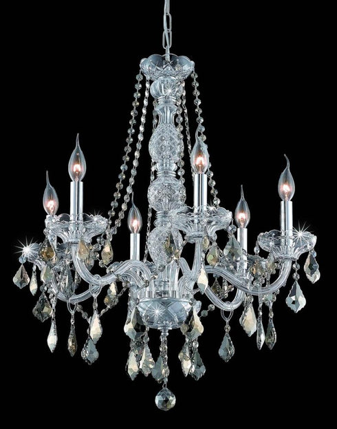 Elegant Lighting Verona 6 light in Chrome Chandelier Golden Teak (Smoky) Royal Cut Crystal Model: V7856D24C-GT/RC