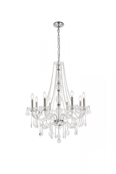 Elegant Lighting Verona 8 light in Chrome Chandelier Golden Teak (Smoky) Royal Cut Crystal Model: V7858D28C-GT/RC