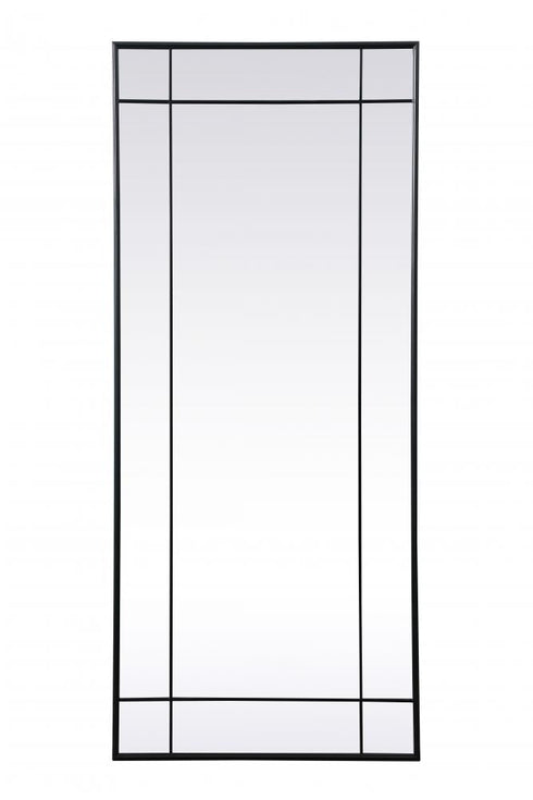 Elegant Lighting Viola French Panel Full Length Mirror 30x70 Inch in Black Model: MR3FL3070BLK