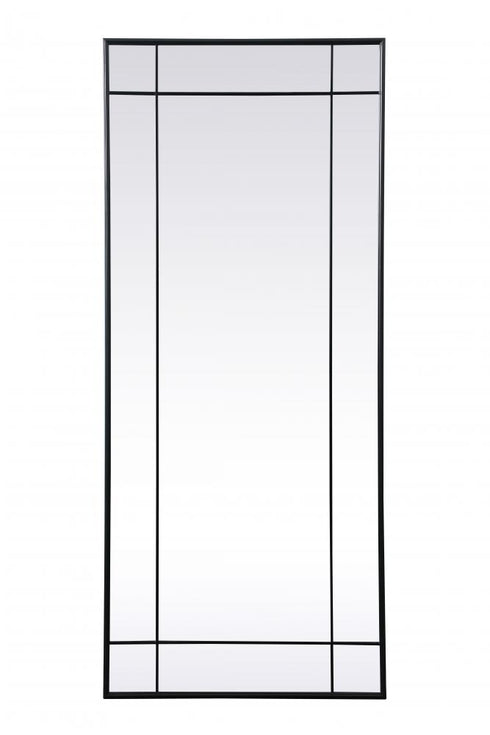Elegant Lighting Viola French Panel Full Length Mirror 30x70 Inch in Black Model: MR3FL3070BLK