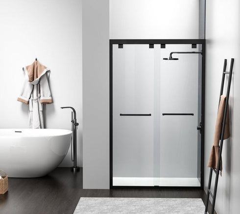 Elegant Lighting Warren Semi frameless Shower Door 48x76 in Brushed Gold Model: SD303-4876BGD