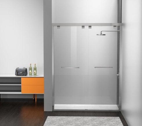 Elegant Lighting Warren Semi frameless Shower Door 48x76 in Brushed Gold Model: SD303-4876BGD