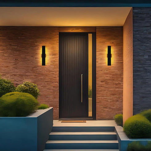 Elegant Lighting Waylen 4.5 x 24 inch Outdoor Wall Sconce in Black Model: OD506W24BK