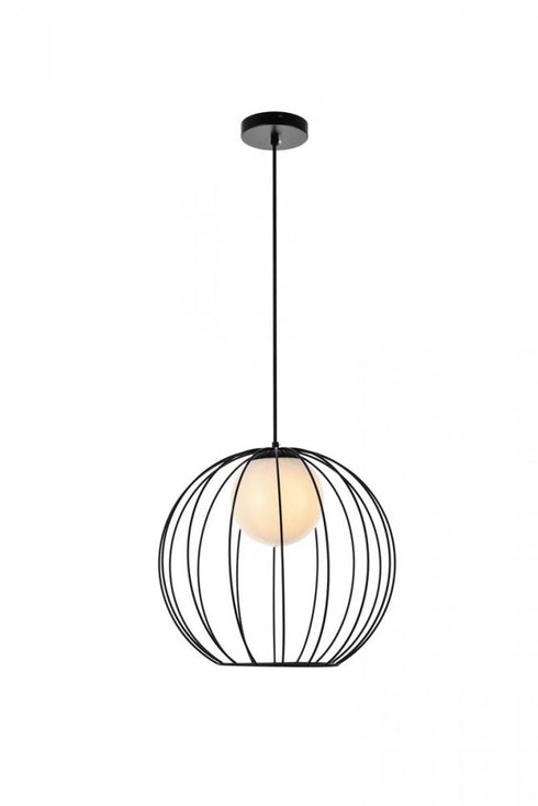 Elegant Lighting Wetzel 1 light black pendant in Black and White Finish Model: LD2345BK