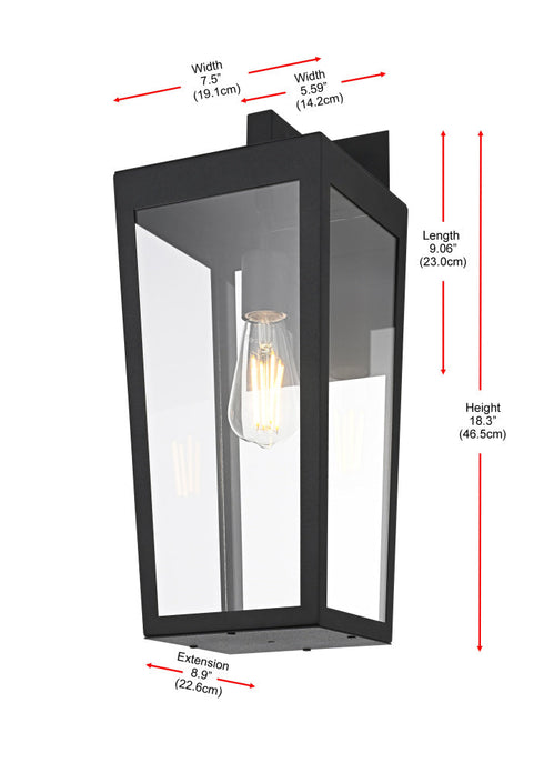 Elegant Lighting William 1 Light Wall Sconce W7.5 Inch E8.9 Inch H18.3 Inch in Black Model: OD405W18BK