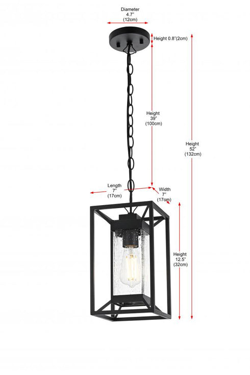 Elegant Lighting Willington 7 inch Outdoor Pendant in Black Model: OD329H13BK