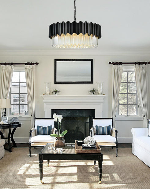 Elegant Lighting Willow 10 Light Pendant D32 Inch H14 Inch L11 Black in Black and Clear Finish Model: 3400D32BK