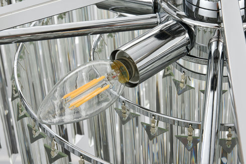 Elegant Lighting Willow 10 Light Pendant D32 Inch H14 Inch L11 Chrome in Chrome and Clear Finish Model: 3400D32C