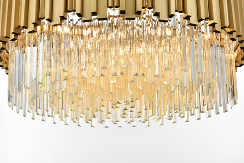 Elegant Lighting Willow 10 Light Pendant D32 Inch H14 Inch L11 Satin Gold in Satin Gold and Clear Finish Model: 3400D32SG