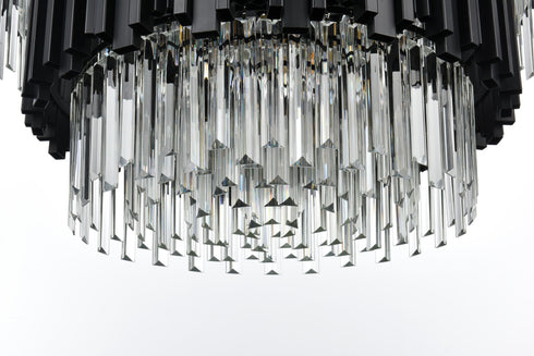 Elegant Lighting Willow 12 Light Pendant D32 Inch H19 Inch L12 Black in Black and Clear Finish Model: 3400G32BK