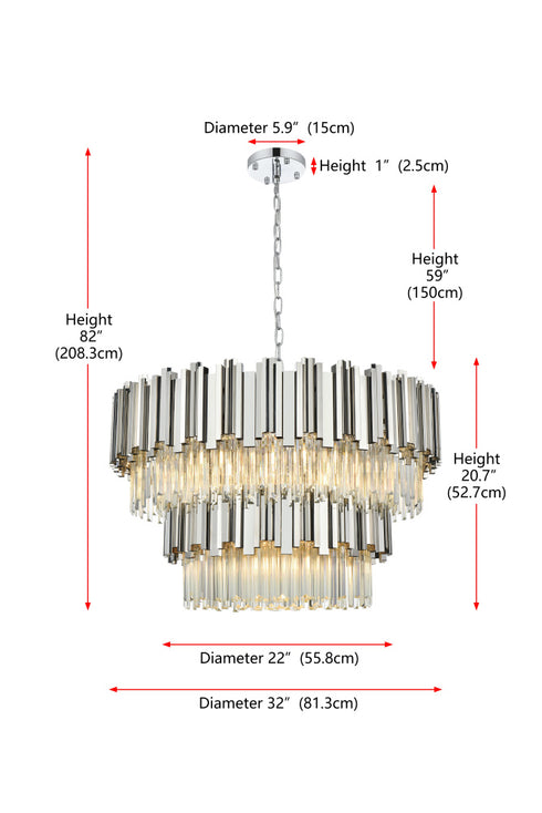 Elegant Lighting Willow 12 Light Pendant D32 Inch H19 Inch L12 Chrome in Chrome and Clear Finish Model: 3400G32C