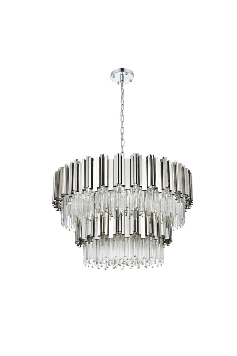 Elegant Lighting Willow 12 Light Pendant D32 Inch H19 Inch L12 Chrome in Chrome and Clear Finish Model: 3400G32C