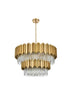 Elegant Lighting Willow 12 Light Pendant D32 Inch H19 Inch L12 Satin Gold in Satin Gold and Clear Finish Model: 3400G32SG