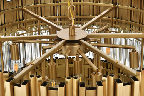 Elegant Lighting Willow 12 Light Pendant D32 Inch H19 Inch L12 Satin Gold in Satin Gold and Clear Finish Model: 3400G32SG