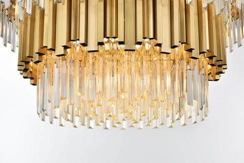 Elegant Lighting Willow 12 Light Pendant D32 Inch H19 Inch L12 Satin Gold in Satin Gold and Clear Finish Model: 3400G32SG