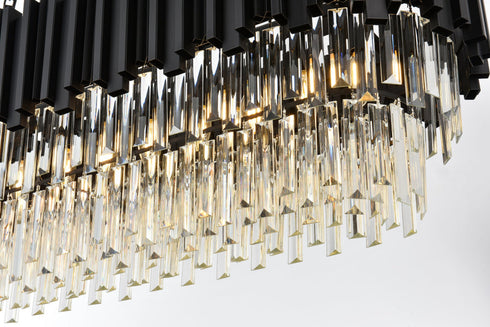 Elegant Lighting Willow 12 Light Pendant L47 Inch W14 Inch H14 Inch L12 Black in Black and Clear Finish Model: 3401G47BK