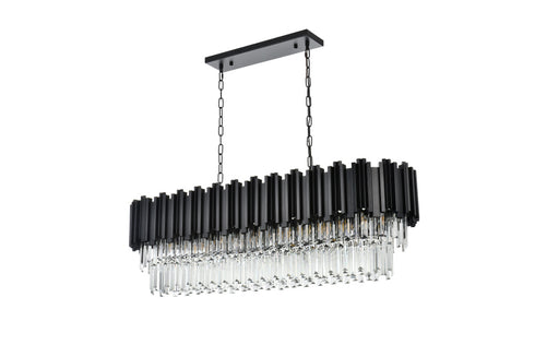 Elegant Lighting Willow 12 Light Pendant L47 Inch W14 Inch H14 Inch L12 Black in Black and Clear Finish Model: 3401G47BK