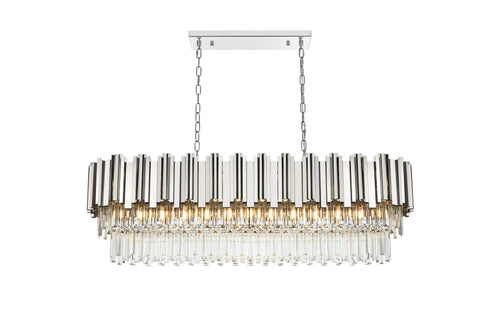 Elegant Lighting Willow 12 Light Pendant L47 Inch W14 Inch H14 Inch L12 Chrome in Chrome and Clear Finish Model: 3401G47C