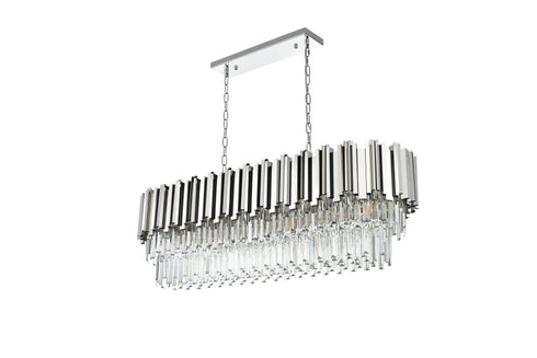 Elegant Lighting Willow 12 Light Pendant L47 Inch W14 Inch H14 Inch L12 Chrome in Chrome and Clear Finish Model: 3401G47C