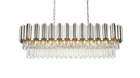 Elegant Lighting Willow 12 Light Pendant L47 Inch W14 Inch H14 Inch L12 Chrome in Chrome and Clear Finish Model: 3401G47C