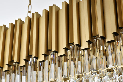 Elegant Lighting Willow 12 Light Pendant L47 Inch W14 Inch H14 Inch L12 Satin Gold in Satin Gold and Clear Finish Model: 3401G47SG