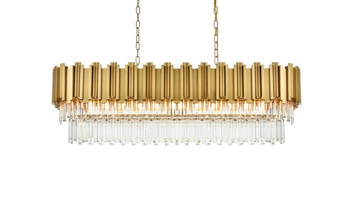 Elegant Lighting Willow 12 Light Pendant L47 Inch W14 Inch H14 Inch L12 Satin Gold in Satin Gold and Clear Finish Model: 3401G47SG