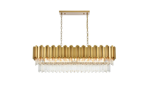 Elegant Lighting Willow 12 Light Pendant L47 Inch W14 Inch H14 Inch L12 Satin Gold in Satin Gold and Clear Finish Model: 3401G47SG