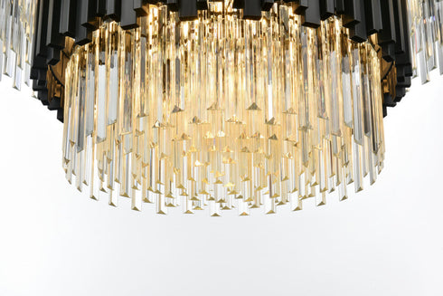 Elegant Lighting Willow 16 Light Pendant D40 Inch H19 Inch L16 Black in Black and Clear Finish Model: 3400G40BK