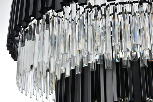 Elegant Lighting Willow 16 Light Pendant D40 Inch H19 Inch L16 Black in Black and Clear Finish Model: 3400G40BK
