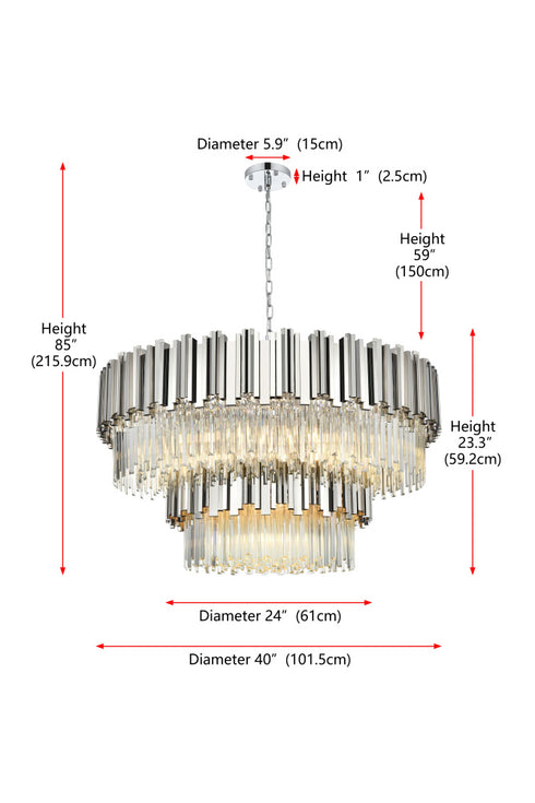 Elegant Lighting Willow 16 Light Pendant D40 Inch H19 Inch L16 Chrome in Chrome and Clear Finish Model: 3400G40C