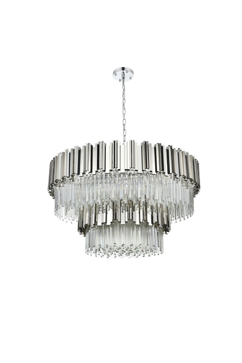 Elegant Lighting Willow 16 Light Pendant D40 Inch H19 Inch L16 Chrome in Chrome and Clear Finish Model: 3400G40C