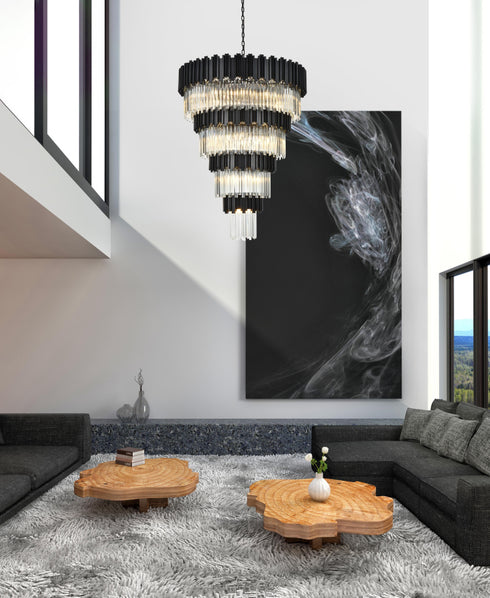 Elegant Lighting Willow 27 Light Pendant D40 Inch H59 Inch L29 Black in Black and Clear Finish Model: 3400GR40BK