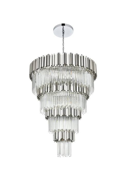 Elegant Lighting Willow 27 Light Pendant D40 Inch H59 Inch L29 Chrome in Chrome and Clear Finish Model: 3400GR40C