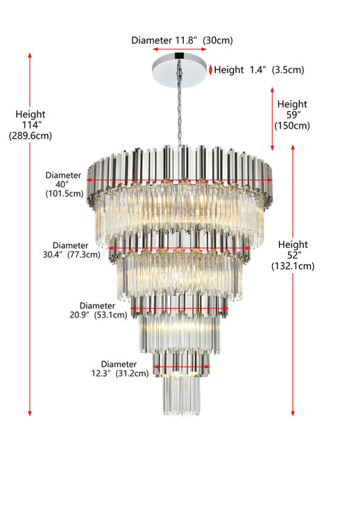 Elegant Lighting Willow 27 Light Pendant D40 Inch H59 Inch L29 Chrome in Chrome and Clear Finish Model: 3400GR40C