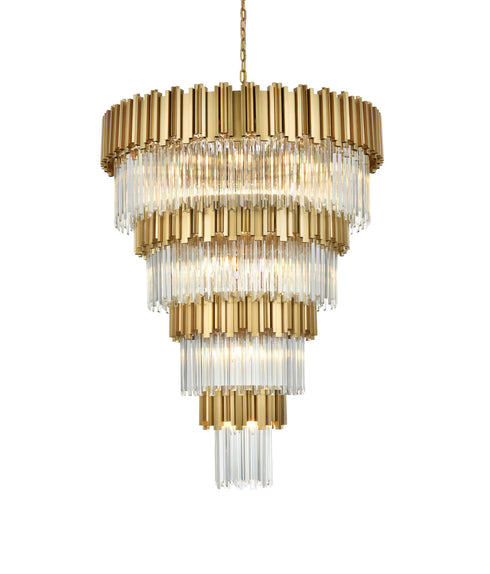 Elegant Lighting Willow 27 Light Pendant D40 Inch H59 Inch L29 Satin Gold in Satin Gold and Clear Finish Model: 3400GR40SG
