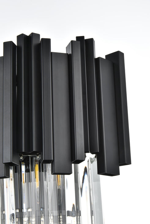 Elegant Lighting Willow 3 Light Wall Sconce W12 Inch H18 Inch L2 Black in Black and Clear Finish Model: 3400W12BK
